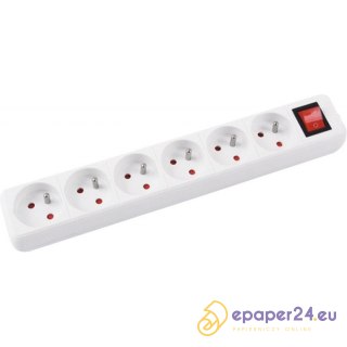 Listwa zasilająca Office Products 3m/6g biała