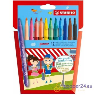 Flamastry Stabilo Power 12 kolorów