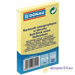 Karteczki Donau 51x76mm żółte (100)