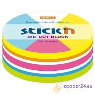 Karteczki Stick'n 67x67mm koło 6 kolorów (250)