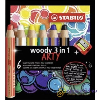 Kredki Stabilo Woody Arty 3in1 (+temperówka) 6 kolorów
