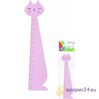 Linijka drewniana Fiorello 15cm kot rózowy