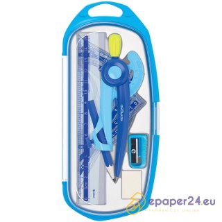 Zestaw Keyroad: cyrkiel linijka kątomierz ekierka temperówka gumka