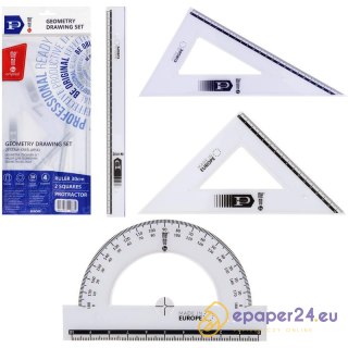 Zestaw kreślarski MemoBe Pratel: linijka 30cm 2 ekierki kątomierz