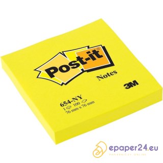 Karteczki Post-it 76x76mm (654-NY) jaskrawożółte (100)