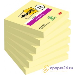 Karteczki Post-it 76x76mm (654-P6SSCY) żółte (6x90)