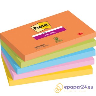 Karteczki Post-it Super Sticky 76x127mm (655-5SS-BOOS) mix kolorów (5x90)