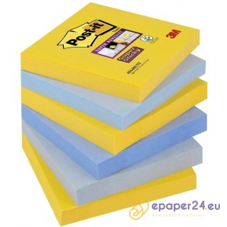 Karteczki Post-it Super Sticky 76x76mm (654-6SS-NY) mix kolorów (6x90)