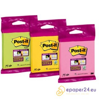 Karteczki Post-it Super Sticky 76x76mm (6820-SS) mix kolorów (75)