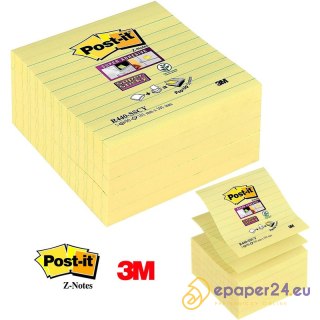 Karteczki Post-it Super Sticky Z-Notes 101x101mm linia (R440-SSCY) żółte (5x90)
