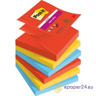 Karteczki Post-it Super Sticky Z-Notes 76x76mm (R330-6SS-PLAY) mix kolorów (6x90)