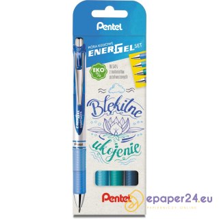 Pióra kulkowe Pentel EnerGel BL77 Błękitne ukojenie (4)