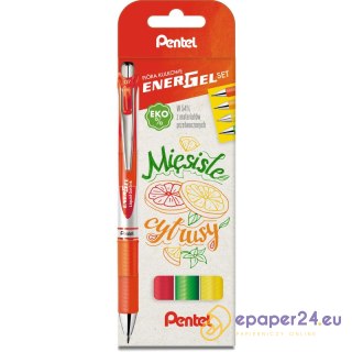 Pióra kulkowe Pentel EnerGel BL77 Mięsiste cytrusy (4)