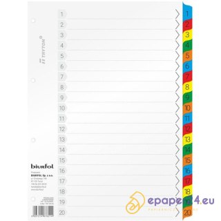 Przekładki kartonowe Biurfol A4 1-20 numeryczne