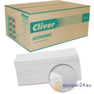 Ręczniki składane Cliver Economic V-Fold 1w makulatura białe (20x200)