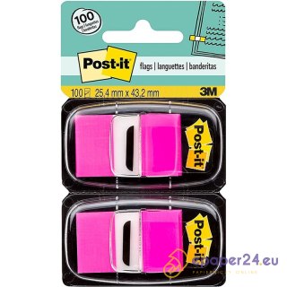 Zakładki Post-it 25.4x43.2mm jaskraworóżowe (2x50)
