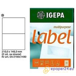 ETYKIETY A4 IGEPA 210*148mm BIAŁE (100)