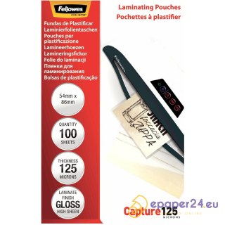 Folia laminacyjna Fellowes 54x86mm/125µm błyszczaca (100)