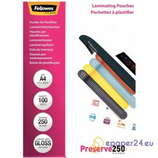 Folia laminacyjna Fellowes A4/250µm błyszczaca (100)