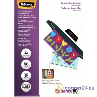 Folia laminacyjna Fellowes A4/80µm samoprzylepna (100)