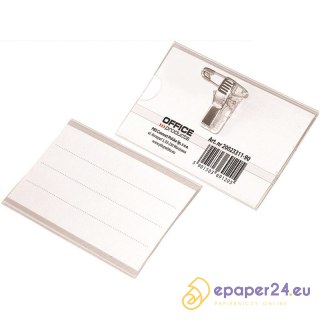Identyfikator Office Products 90x57mm z klipsem i agrafką
