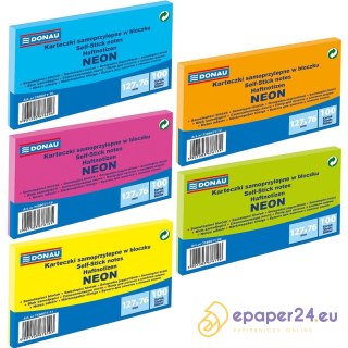 Karteczki Donau 127x76mm neon pomarańczowe (100)