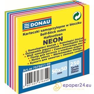 Karteczki Donau 50x50mm neon-pastel mix kolorów (250)