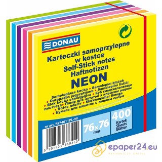 Karteczki Donau 76x76mm neon mix kolorów (400)
