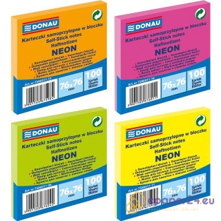 Karteczki Donau 76x76mm neon zielone (100)