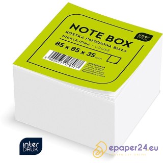 Kostka papierowa Interdruk 85x85x35mm nieklejona biała