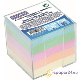 Kostka papierowa w pojemniku Donau 92x92x82mm nieklejona kolor