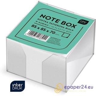 Kostka papierowa w pojemniku Interdruk 85x85x70mm nieklejona biała