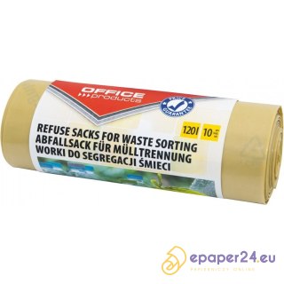 Worki na śmieci Office Products 120L LDPE żółte (10)