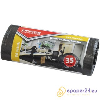 Worki na śmieci Office Products 35L HDPE czarne (50)