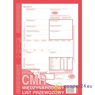 CMR MIĘDZYNARODOWY LIST PRZEWOZOWY A4 (O+4K) NUMEROWANY