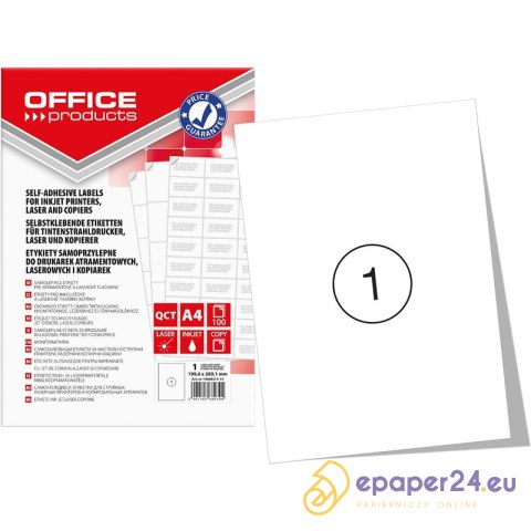 Etykiety Office Products A4 199.6x289.1mm białe (100) Etykiety Office Products A4 199.6x289.1mm białe (100)