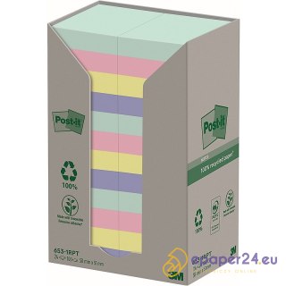 Karteczki Post-it 38x51mm (653-1RPT) 4 kolory (24x100)