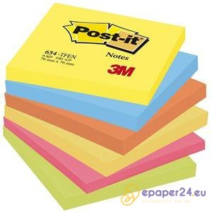 Karteczki Post-it 76x76mm (654-TFEN) 5 kolorów (6x100)