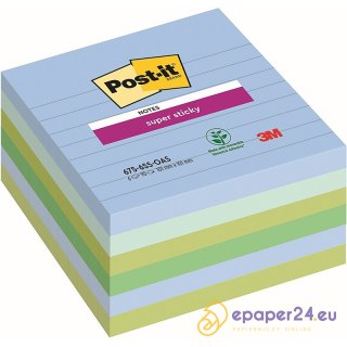 Karteczki Post-it Super Sticky 101x101mm (675-6SS-OAS) w linię (6x90)