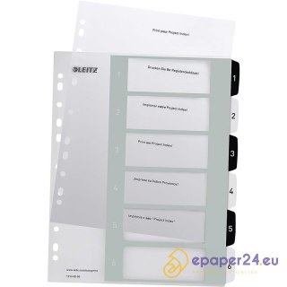 Przekładki PP Leitz Wow A4 Maxi A4 1-6 (do nadruku) biało-czarne