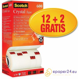 Taśma biurowa Scotch Crystal 600 19mm/33m transparentna (14)