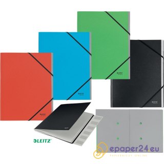 Teczka PP z gumką Leitz Recycle A4 6 przekładek zielona
