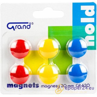 Magnesy do tablic Grand śr.20mm 3 kolory (3x2)