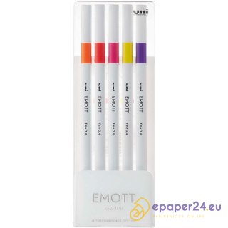 Cienkopisy Uni Emott No.2 0.4mm 5 kolorów