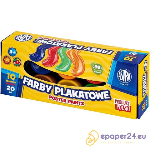 Farby plakatowe Astra 20ml x10 kolorów Farby plakatowe Astra 20ml x10 kolorów