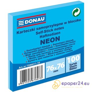 Karteczki Donau 76x76mm neon niebieskie (100)