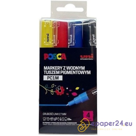 Markery z farbą plakatową Uni POSCA PC-1M 4 kolory Markery z farbą plakatową Uni POSCA PC-1M 4 kolory