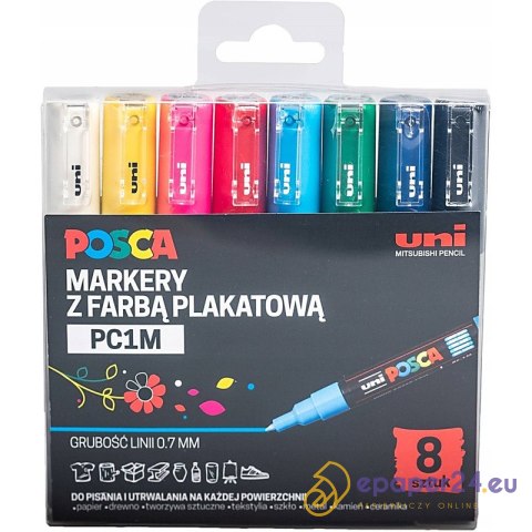 Markery z farbą plakatową Uni POSCA PC-1M 8 koloró Markery z farbą plakatową Uni POSCA PC-1M 8 koloró