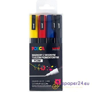 Markery z farbą plakatową Uni POSCA PC-3M 4 kolory