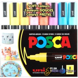 Markery z farbą plakatową Uni POSCA PC-3M 8 koloró